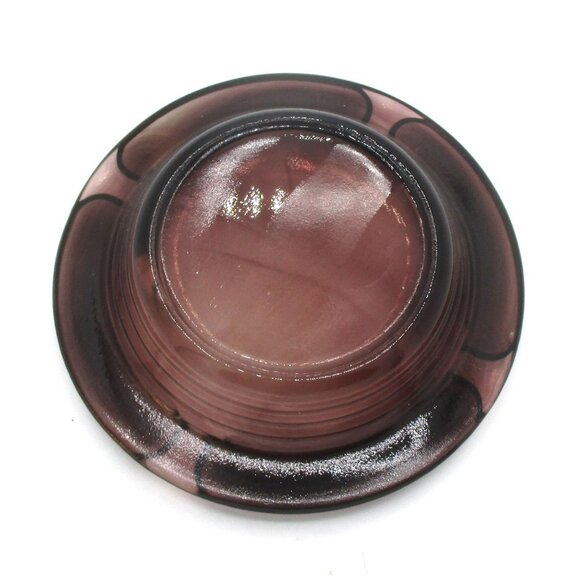 Vintage Amethyst Brown Glass Ashtray 6" Round With Grooved Edge Design - Retro S - Picture 2 of 2